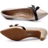 imageMona flying Womens Leather Elegant Pointed Toe Bowknot Pumps Ladies Kitten Heels Dressy Casual Office Work ShoesBeige Black