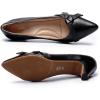 imageMona flying Womens Leather Elegant Pointed Toe Bowknot Pumps Ladies Kitten Heels Dressy Casual Office Work ShoesBlack