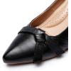 imageMona flying Womens Leather Elegant Pointed Toe Bowknot Pumps Ladies Kitten Heels Dressy Casual Office Work ShoesBlack