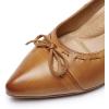 imageMona flying Womens Leather Elegant Pointed Toe Bowknot Pumps Ladies Kitten Heels Dressy Casual Office Work ShoesBrown