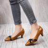 imageMona flying Womens Leather Elegant Pointed Toe Bowknot Pumps Ladies Kitten Heels Dressy Casual Office Work ShoesBrown Black