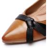 imageMona flying Womens Leather Elegant Pointed Toe Bowknot Pumps Ladies Kitten Heels Dressy Casual Office Work ShoesBrown Black