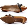 imageMona flying Womens Leather Elegant Pointed Toe Bowknot Pumps Ladies Kitten Heels Dressy Casual Office Work ShoesBrown Black
