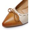 imageMona flying Womens Leather Elegant Pointed Toe Bowknot Pumps Ladies Kitten Heels Dressy Casual Office Work ShoesBrownbeige