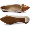 imageMona flying Womens Leather Elegant Pointed Toe Bowknot Pumps Ladies Kitten Heels Dressy Casual Office Work ShoesBrownbeige