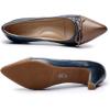 imageMona flying Womens Leather Elegant Pointed Toe Bowknot Pumps Ladies Kitten Heels Dressy Casual Office Work ShoesCoffeenavy Blue