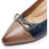 imageMona flying Womens Leather Elegant Pointed Toe Bowknot Pumps Ladies Kitten Heels Dressy Casual Office Work ShoesCoffeenavy Blue