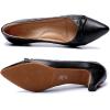 imageMona flying Womens Leather Elegant Pointed Toe Bowknot Pumps Ladies Kitten Heels Dressy Casual Office Work ShoesPitchdark