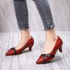 imageMona flying Womens Leather Elegant Pointed Toe Bowknot Pumps Ladies Kitten Heels Dressy Casual Office Work ShoesRed Black