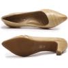 imageMona flying Womens Leather Pump Med Heel Pointed Toe Office Dress Shoes for LadiesApricot