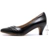 imageMona flying Womens Leather Pump Med Heel Pointed Toe Office Dress Shoes for LadiesBlack