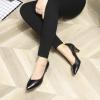 imageMona flying Womens Leather Pump Med Heel Pointed Toe Office Dress Shoes for LadiesBlack