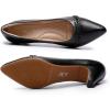 imageMona flying Womens Leather Pump Med Heel Pointed Toe Office Dress Shoes for LadiesBlackness