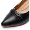imageMona flying Womens Leather Pump Med Heel Pointed Toe Office Dress Shoes for LadiesBlackness
