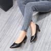 imageMona flying Womens Leather Pump Med Heel Pointed Toe Office Dress Shoes for LadiesBlackness