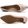 imageMona flying Womens Leather Pump Med Heel Pointed Toe Office Dress Shoes for LadiesBlue Greybrownpink