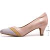 imageMona flying Womens Leather Pump Med Heel Pointed Toe Office Dress Shoes for LadiesBlue Greybrownpink