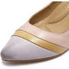 imageMona flying Womens Leather Pump Med Heel Pointed Toe Office Dress Shoes for LadiesBlue Greybrownpink