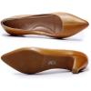 imageMona flying Womens Leather Pump Med Heel Pointed Toe Office Dress Shoes for LadiesBrown