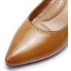 imageMona flying Womens Leather Pump Med Heel Pointed Toe Office Dress Shoes for LadiesBrown