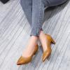 imageMona flying Womens Leather Pump Med Heel Pointed Toe Office Dress Shoes for LadiesBrown