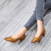 imageMona flying Womens Leather Pump Med Heel Pointed Toe Office Dress Shoes for LadiesChestnut