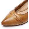 imageMona flying Womens Leather Pump Med Heel Pointed Toe Office Dress Shoes for LadiesChestnut