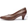 imageMona flying Womens Leather Pump Med Heel Pointed Toe Office Dress Shoes for LadiesChocolate
