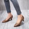 imageMona flying Womens Leather Pump Med Heel Pointed Toe Office Dress Shoes for LadiesChocolate