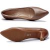 imageMona flying Womens Leather Pump Med Heel Pointed Toe Office Dress Shoes for LadiesChocolate