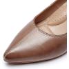 imageMona flying Womens Leather Pump Med Heel Pointed Toe Office Dress Shoes for LadiesChocolate