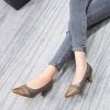 imageMona flying Womens Leather Pump Med Heel Pointed Toe Office Dress Shoes for LadiesCoffee Grey