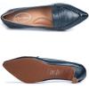 imageMona flying Womens Leather Pump Med Heel Pointed Toe Office Dress Shoes for LadiesDark Blue