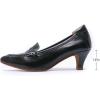 imageMona flying Womens Leather Pump Med Heel Pointed Toe Office Dress Shoes for LadiesDark Green
