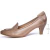 imageMona flying Womens Leather Pump Med Heel Pointed Toe Office Dress Shoes for LadiesLight Coffee