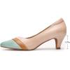 imageMona flying Womens Leather Pump Med Heel Pointed Toe Office Dress Shoes for LadiesMint Greenbrownpink