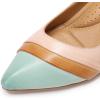 imageMona flying Womens Leather Pump Med Heel Pointed Toe Office Dress Shoes for LadiesMint Greenbrownpink