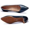 imageMona flying Womens Leather Pump Med Heel Pointed Toe Office Dress Shoes for LadiesNavy Blue