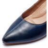 imageMona flying Womens Leather Pump Med Heel Pointed Toe Office Dress Shoes for LadiesNavy Blue