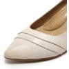 imageMona flying Womens Leather Pump Med Heel Pointed Toe Office Dress Shoes for LadiesOffwhite