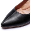imageMona flying Womens Leather Pump Med Heel Pointed Toe Office Dress Shoes for LadiesPure Black