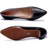 imageMona flying Womens Leather Pump Med Heel Pointed Toe Office Dress Shoes for LadiesPure Black