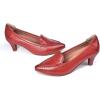imageMona flying Womens Leather Pump Med Heel Pointed Toe Office Dress Shoes for LadiesReddish