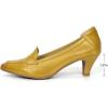 imageMona flying Womens Leather Pump Med Heel Pointed Toe Office Dress Shoes for LadiesYellow