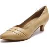 imageMona flying Womens Leather Pump Med Heel Pointed Toe Office Dress Shoes for LadiesApricot