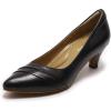 imageMona flying Womens Leather Pump Med Heel Pointed Toe Office Dress Shoes for LadiesBlack