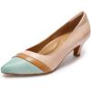 imageMona flying Womens Leather Pump Med Heel Pointed Toe Office Dress Shoes for LadiesMint Greenbrownpink