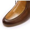 imageMona flying Laceup Leather Ankle Boots for Women Low Heel Fashion Tie up Dress BootiesCoffeebrown
