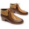 imageMona flying Laceup Leather Ankle Boots for Women Low Heel Fashion Tie up Dress BootiesCoffeebrown