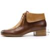 imageMona flying Laceup Leather Ankle Boots for Women Low Heel Fashion Tie up Dress BootiesCoffeebrown